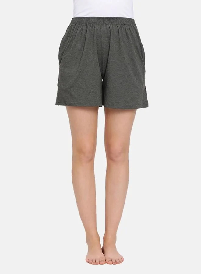 Clovia Clovia Cotton Rich Boxer Shorts In Grey