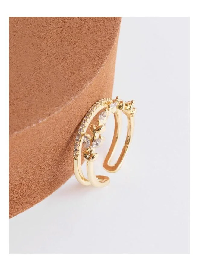 Jimmy Key Gold-Colored Leaf Motif Ivy Ring.