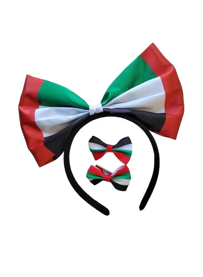 طوق رأس على شكل حرف U، إكسسوارات شعر ليوم الإمارات الوطني، مشبك شعر على شكل ربطة عنق على شكل حرف U، مشبك شعر ليوم الإمارات الوطني للنساء والرجال والفتيات والأطفال