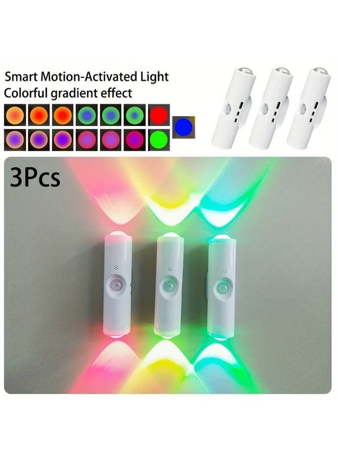 6Pcs RGB Gradient Cat Eye Sensor Lights Smart Color Changing Sunset LED Wall Light - Image 1