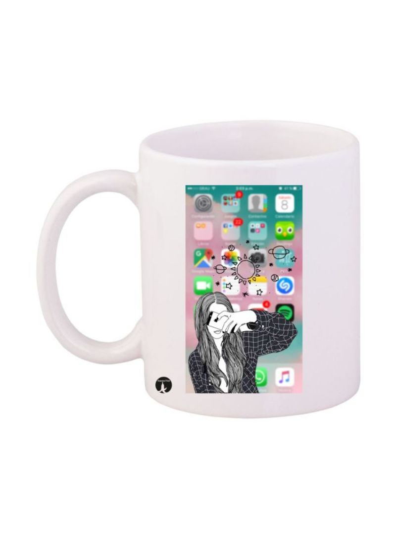 RKN A Girl Printed Mug White/Black/Green Standard Size