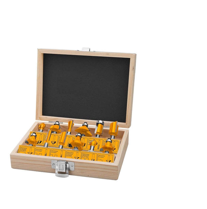 GSK Cut GSK Cut 12PCS 14635mm Router Bits Set Professional Shank Tungsten Carbide Router Bit Cutter Set with Wooden Case for Wood Milling Cutter Carbide Cutting Wood Tool  - Image 1