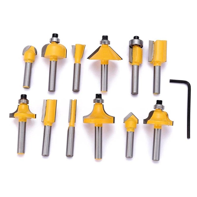 GSK Cut GSK Cut 12PCS 14635mm Router Bits Set Professional Shank Tungsten Carbide Router Bit Cutter Set with Wooden Case for Wood Milling Cutter Carbide Cutting Wood Tool  - Image 3