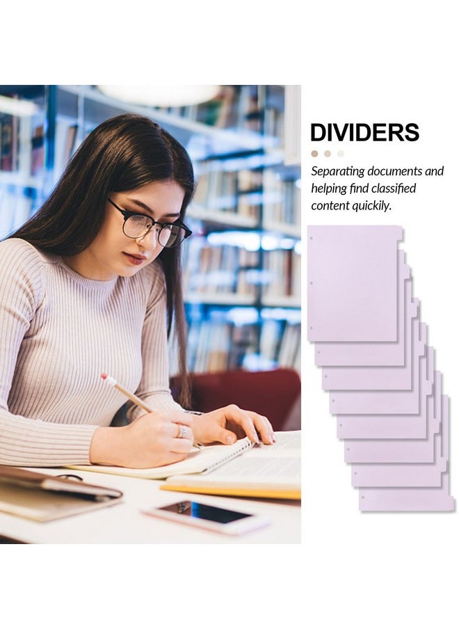 MultiBey - A4 Dividers Plastic 3Ring Binder Dividers Sturdy 3 Hole 8Tab Dividers Inserts For Journal Loose Leaf Planner Office School And Home Supplies (Purple) - Image 1