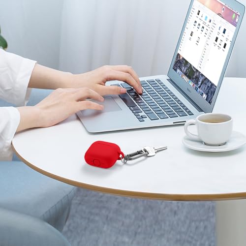 DaQin Compatible with AirPods 4 Case, Soft Silicone Full Protective Case Cover for Apple AirPods 4 Cases with Keychain, Compatible with AirPods 4th Generation Case Accessories for Women Men, Red - Image 5