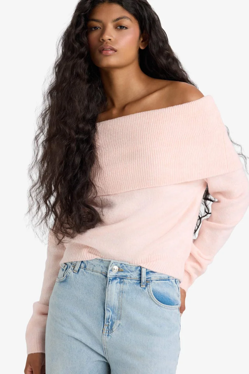 ديفاكتو Regular Fit Strapless Knitwear Pullover