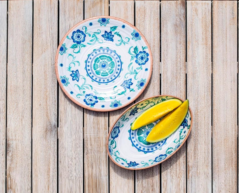 TarHong Rio Turquoise Floral Salad Plate 85 Melamine Set of 6 - Image 3
