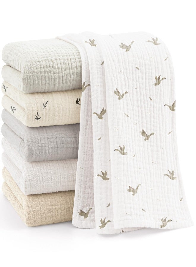 Bearmoss 6 Pack Muslin Burp Cloths for Baby, 100% Cotton Soft Large Burping Cloths for Unisex, Boy, Girl, 23.6" X 23.6" Newborn Essentials Absorbent Milk Spit Up Rags (White Apricot) - Image 1