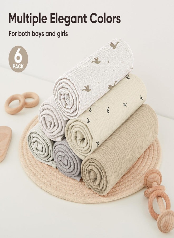 Bearmoss 6 Pack Muslin Burp Cloths for Baby, 100% Cotton Soft Large Burping Cloths for Unisex, Boy, Girl, 23.6" X 23.6" Newborn Essentials Absorbent Milk Spit Up Rags (White Apricot) - Image 5