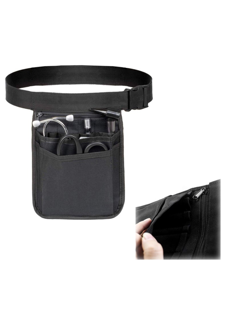 Medical Organizer Belt, Nurse Storage Bag Waist Pouch for Scissors Care Kit Tool, (Black, 10x7")  - Image 1