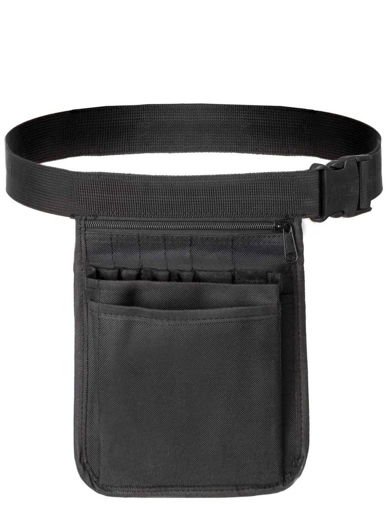 Medical Organizer Belt, Nurse Storage Bag Waist Pouch for Scissors Care Kit Tool, (Black, 10x7")  - Image 2