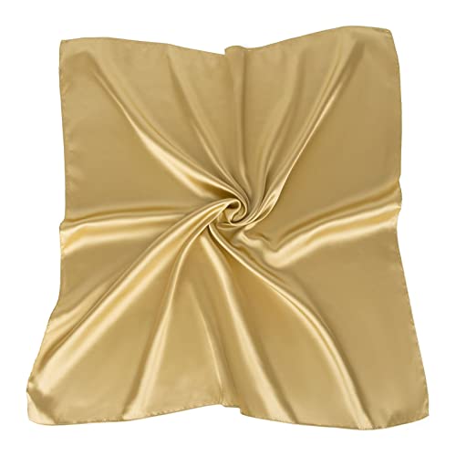 TopTie 23 Inch Square Satin Scarf, Handkerchief Bandana, Head Scarf Neck Gaiter - Golden - Image 2