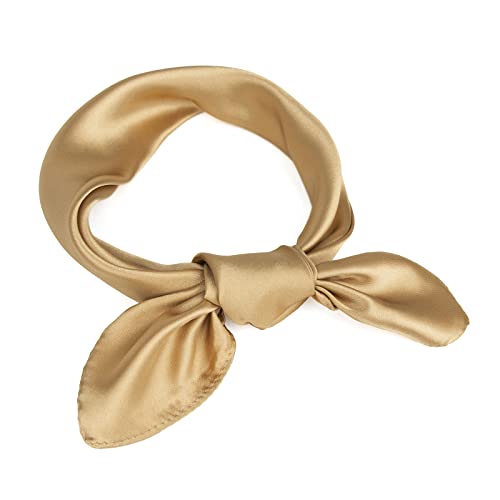 TopTie 23 Inch Square Satin Scarf, Handkerchief Bandana, Head Scarf Neck Gaiter - Golden - Image 1