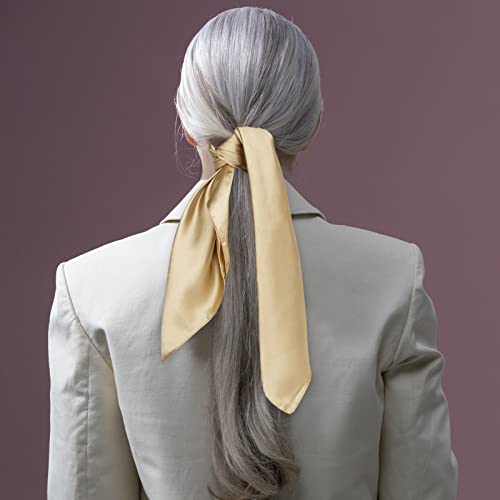 TopTie 23 Inch Square Satin Scarf, Handkerchief Bandana, Head Scarf Neck Gaiter - Golden - Image 5
