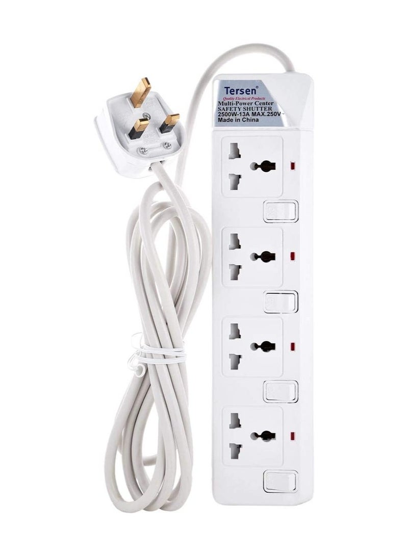 تيرسن مقبس تمديد بأربعة منافذ أبيض - Image 1