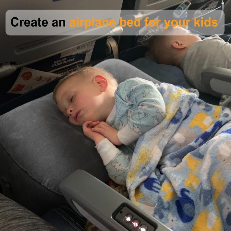 Maliton Airplane Footrest, Inflatable Foot Rest for Kids, Adjustable Height Travel Pillow On Airplanes, Cars, Office, Toddler Travel Essentials (Dark Grey, 1 Pack) - Image 3