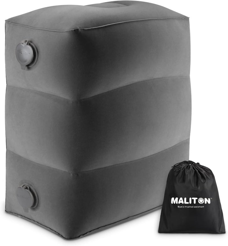 Maliton Airplane Footrest, Inflatable Foot Rest for Kids, Adjustable Height Travel Pillow On Airplanes, Cars, Office, Toddler Travel Essentials (Dark Grey, 1 Pack) - Image 1