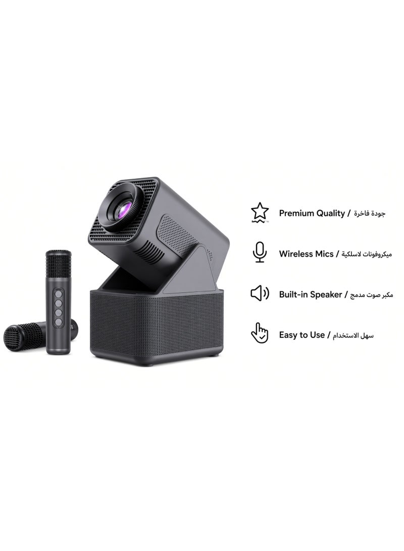 Smartbarry HT31 4K HD Projector with Dual Microphones, Surround Sound, and Large Screen for Home Theater - Image 3