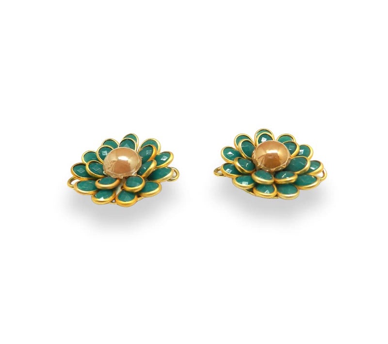 meryCraft Acrylic Gold Plated Pacchi Flower Shaped Charms DIY for Jewellery Making Rakhi and Crafting 5 PiecesSize 20x20 MM MTRL112 - Image 3