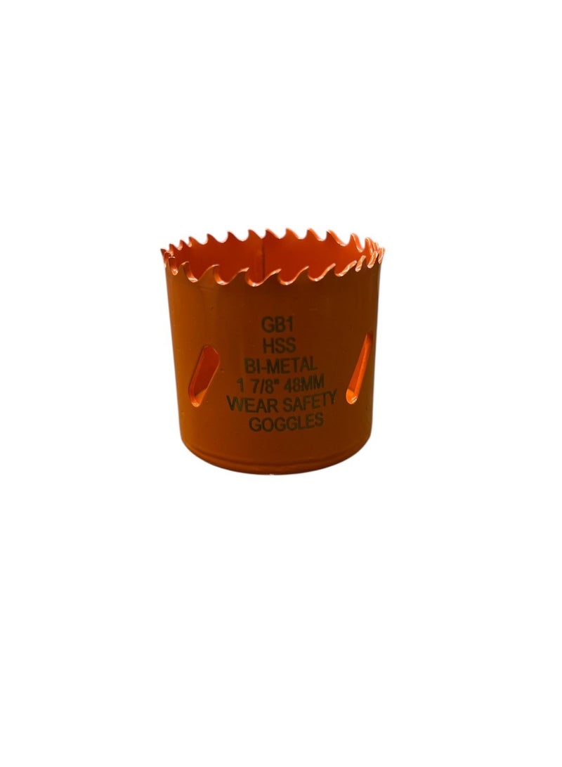 BI-Metal Hole Saw with Arbor and Replacement Pilot Drill Bit, 48mm Dia Hole Cutter for Easily Drilling Wood, Plastic, Thin Metal