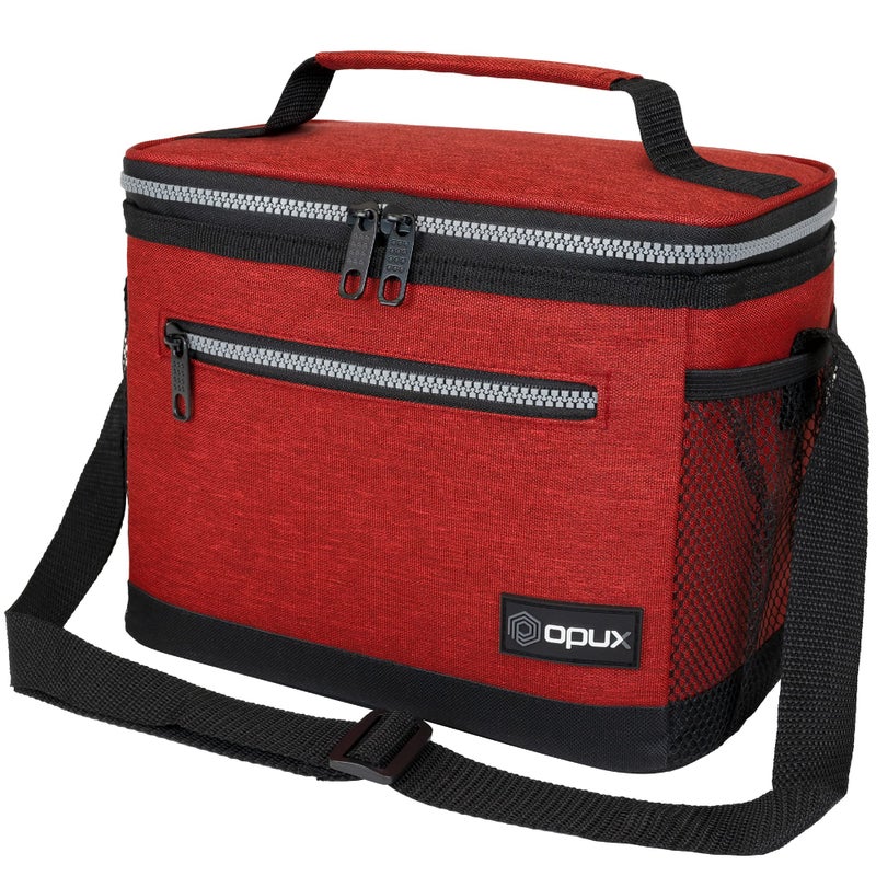 opux Insulated Lunch Box Men Women Lunch Bag for Work School Leakproof Soft Cooler Tote Adult Large Lunch Pail Kids Boys Girls Picnic Beach Food Bag with Shoulder Strap Red
