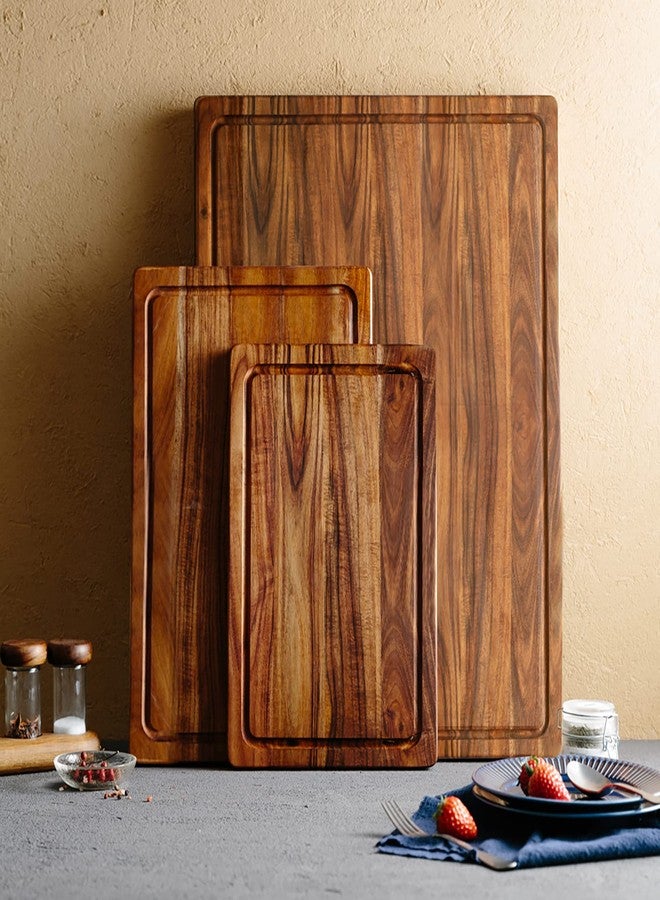 EVERBBKING Acacia Wood Cutting Board for Kitchen Wooden Cutting Board with Deep Juice Groove and Handles, Wooden trays for meat, fruit and cheese - Image 4