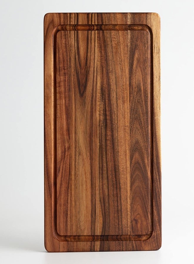 EVERBBKING Acacia Wood Cutting Board for Kitchen Wooden Cutting Board with Deep Juice Groove and Handles, Wooden trays for meat, fruit and cheese - Image 1