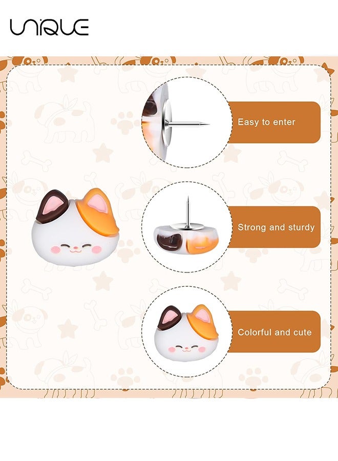 يونيك 20 قطعة دبابيس دفع لطيفة ، ديكور لطيف الإبهام المسامير القط نشرة المجلس دبابيس 6 أنماط مضحك الفلين المجلس الملحقات مع صندوق تخزين للوحة الفلين صورة خريطة الحائط ديكور المكتب المنزلي - Image 3