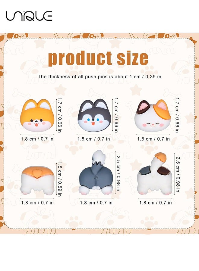 يونيك 20 قطعة دبابيس دفع لطيفة ، ديكور لطيف الإبهام المسامير القط نشرة المجلس دبابيس 6 أنماط مضحك الفلين المجلس الملحقات مع صندوق تخزين للوحة الفلين صورة خريطة الحائط ديكور المكتب المنزلي - Image 2