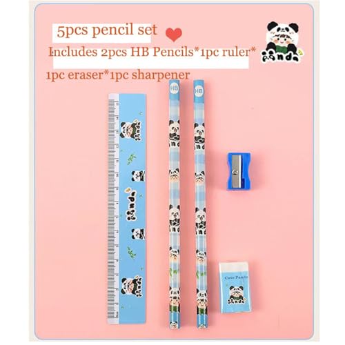 Tusmad Birthday Party Return Gifts – Mix Stationery Kit for Kids (Pack of 12) – Fancy Printed Ruler, 2 Pencils, Sharpener & Eraser Set in Charming Gift Box Multicolor - Image 4