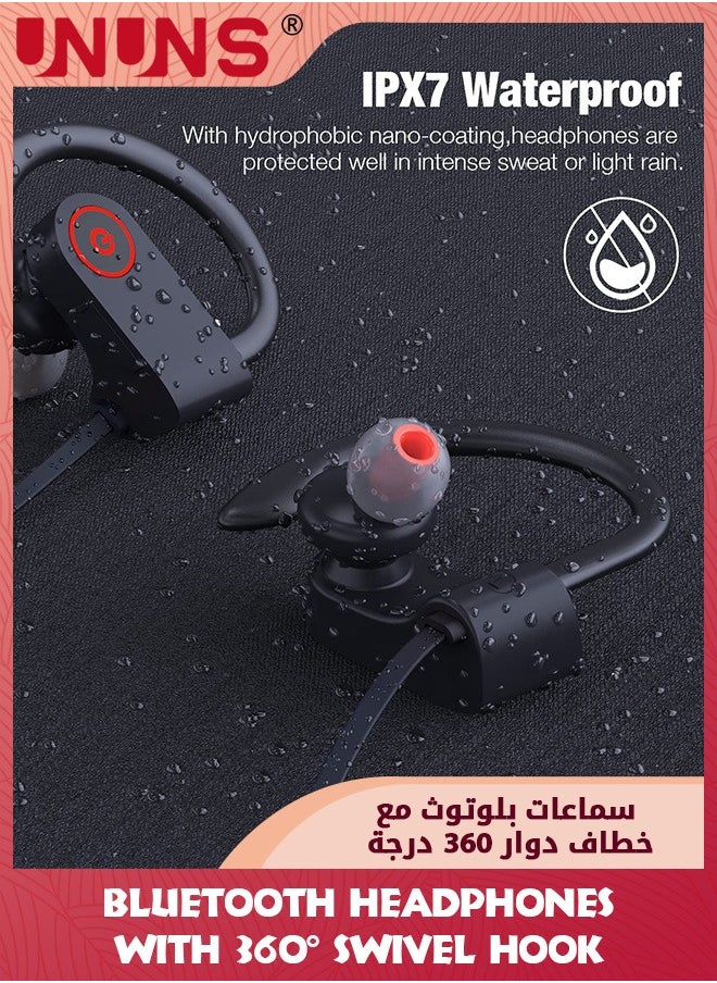 UNUNS - Bluetooth Headphones,Sport Headphones HD Bass Sound Wireless Headphones,IPX7 Waterproof Bluetooth 5.0 Wireless Earbuds Sound Isolation Headsets For Running,Cycling,Gym - Image 1
