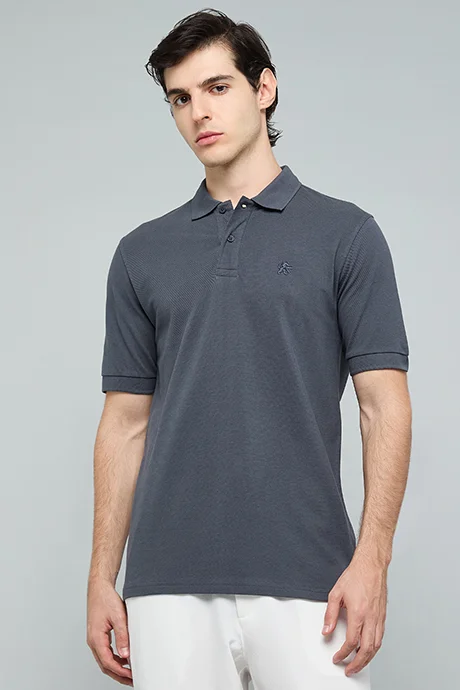 أر أند بي Solid Polo T-Shirt with Short Sleeves