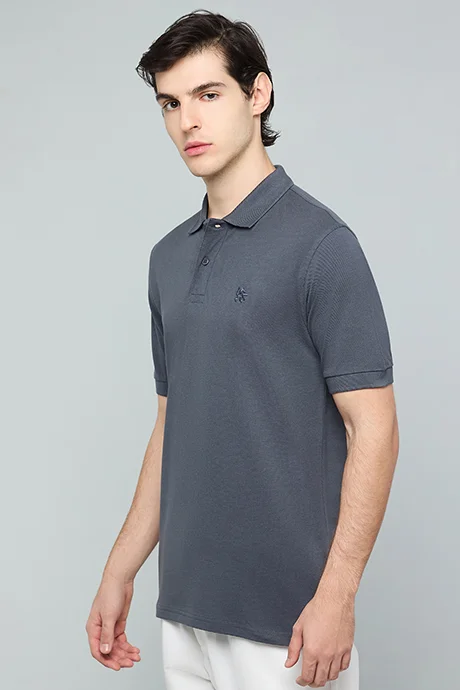 أر أند بي Solid Polo T-Shirt with Short Sleeves