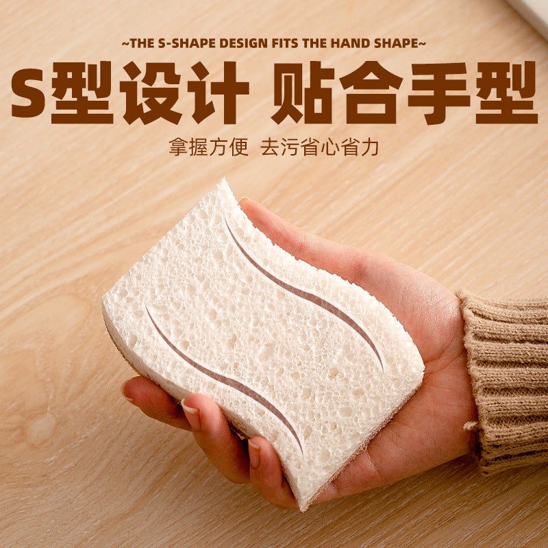 Natural Wood Pulp Cotton Kitchen Dishwashing Brush Pot Special Thickened Sponge Non-Oil Gifts Boxed Dishwashing Dishwasher Household - Image 3