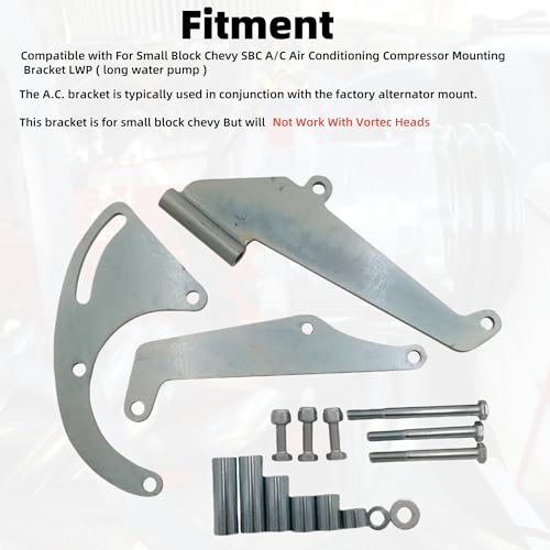 BoCID Compatible with Small Block Chevy A/C Air Conditioning Compressor Mounting Bracket SBC LWP Long Water Pump Driver Side 9919L 119L - Image 2