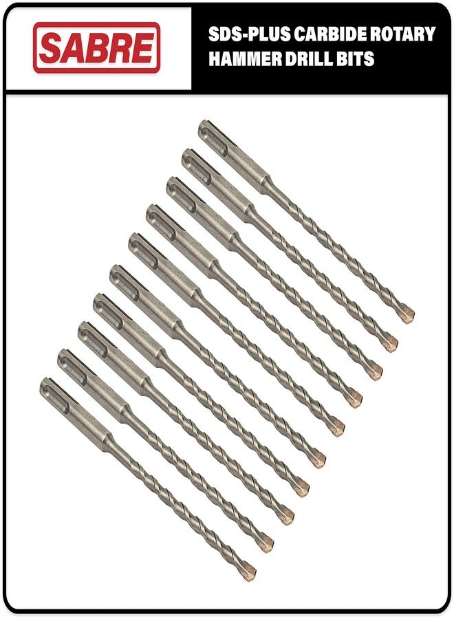 Sabre Tools 10-Pack 1/4 Inch x 6 Inch SDS Plus Rotary Hammer Drill Bits, Carbide Tipped for Brick, Stone and Concrete (1/4” x 4" x 6") - Image 4