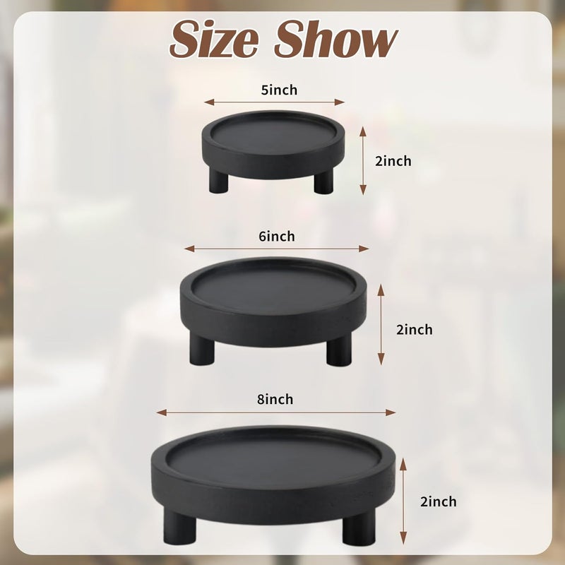 Destop 3PCS Wooden Display Risers for Display,Wood Riser Display Pedestal Stand for Home Décor (Modern,8,6,5'') - Image 2