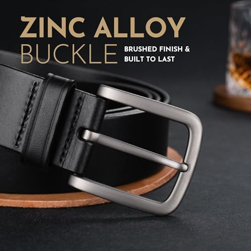 Buffway Men's Leather Belt,1.5" Handcrafted Top-Grain Leather – Durable,Comfortable,Suitable for Everyday Formal & Casual Wear - Size 38" Black - Image 2