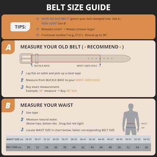 Buffway Men's Leather Belt,1.5" Handcrafted Top-Grain Leather – Durable,Comfortable,Suitable for Everyday Formal & Casual Wear - Size 38" Black - Image 5