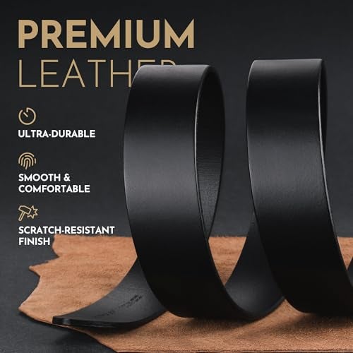 Buffway Men's Leather Belt,1.5" Handcrafted Top-Grain Leather – Durable,Comfortable,Suitable for Everyday Formal & Casual Wear - Size 38" Black - Image 4