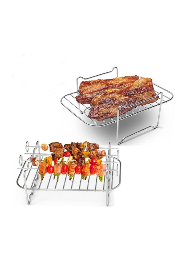 عام طقم مشويات لأجهزة القلاية الهوائية، يتضمن رفّين أحادي وثنائي الطبقات، غير مخصصين للتبخير، لتلبية مختلف الاحتياجات مثل الشوي والخبز. - Image 1