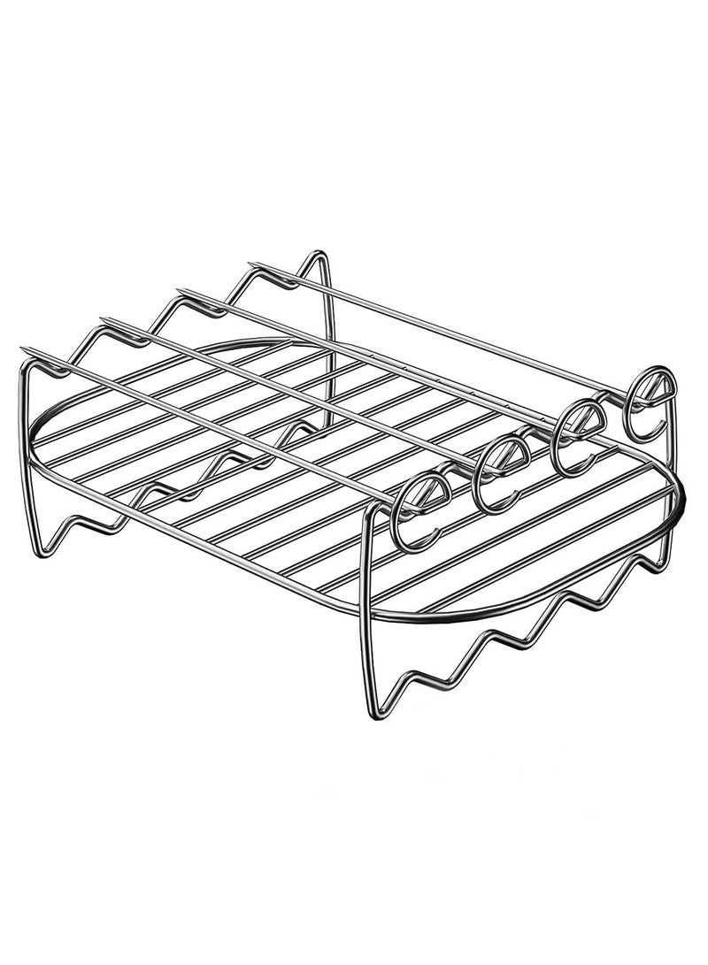 عام طقم مشويات لأجهزة القلاية الهوائية، يتضمن رفّين أحادي وثنائي الطبقات، غير مخصصين للتبخير، لتلبية مختلف الاحتياجات مثل الشوي والخبز. - Image 3