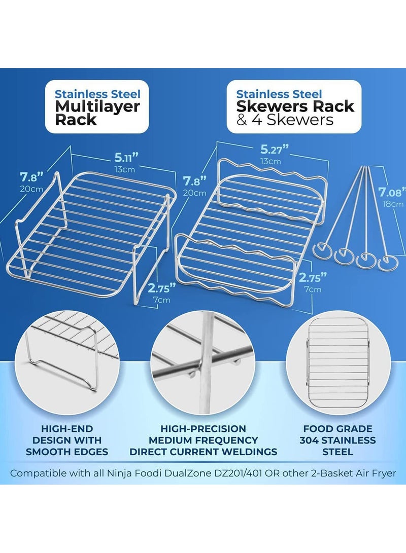 عام طقم مشويات لأجهزة القلاية الهوائية، يتضمن رفّين أحادي وثنائي الطبقات، غير مخصصين للتبخير، لتلبية مختلف الاحتياجات مثل الشوي والخبز. - Image 2