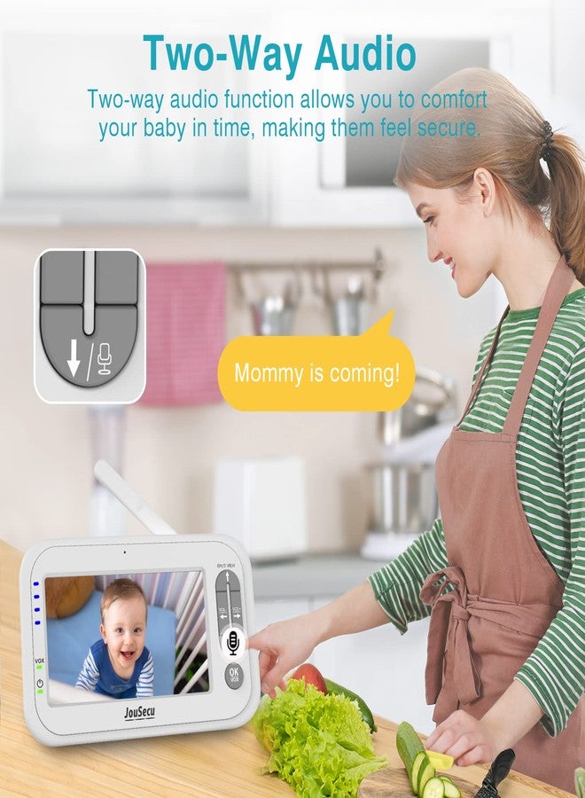 JouSecu Baby Monitor with 2 Cameras, Video Baby Monitor, 4.3" LCD Split Screen,2-Way Audio, Crying Detection, Night Vision, Temperature Detection - Image 5