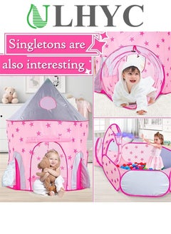 ULHYC 3Pcs Rocket Ship Kids Play Tent, Tunnel & Ball Pit with Basketball Hoop Toys for Boys, Girls and Toddlers - Indoor/Outdoor Use Pop Up Rocket Tent (pink)  - Image 4