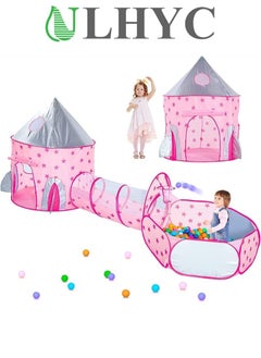 ULHYC 3Pcs Rocket Ship Kids Play Tent, Tunnel & Ball Pit with Basketball Hoop Toys for Boys, Girls and Toddlers - Indoor/Outdoor Use Pop Up Rocket Tent (pink)  - Image 1