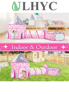 ULHYC 3Pcs Rocket Ship Kids Play Tent, Tunnel & Ball Pit with Basketball Hoop Toys for Boys, Girls and Toddlers - Indoor/Outdoor Use Pop Up Rocket Tent (pink)  - Image 5