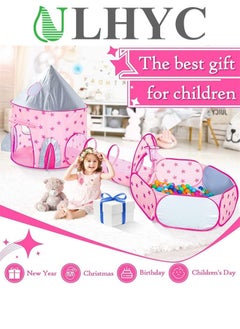 ULHYC 3Pcs Rocket Ship Kids Play Tent, Tunnel & Ball Pit with Basketball Hoop Toys for Boys, Girls and Toddlers - Indoor/Outdoor Use Pop Up Rocket Tent (pink)  - Image 3