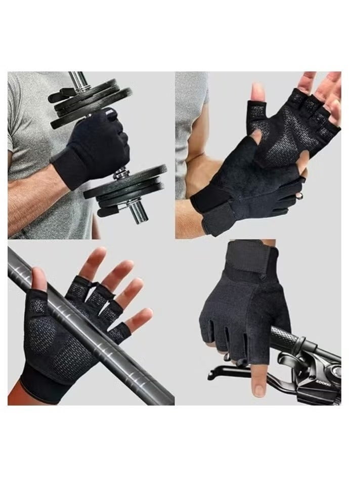 MUMO Workout Gloves for Men and Women, Exercise Gloves for Weight Lifting, Cycling, Gym, Training, Breathable and Snug fit (Black) - Image 2