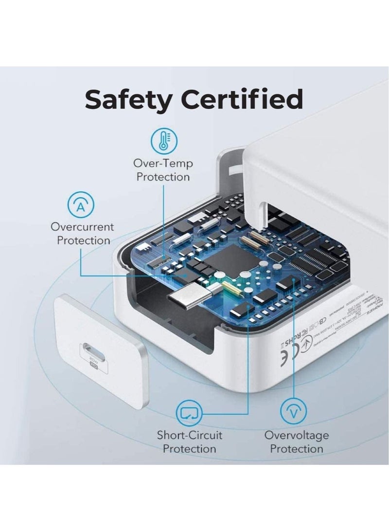 شاحن USB-C بقوة 20 واط مع تقنية Power Delivery، محول حائط سريع للغاية بحجم مضغوط مع USB-C Power Delivery لجهاز iPhone 12/12 Mini/12 Pro/12 Pro Max، iPad Pro - Image 4